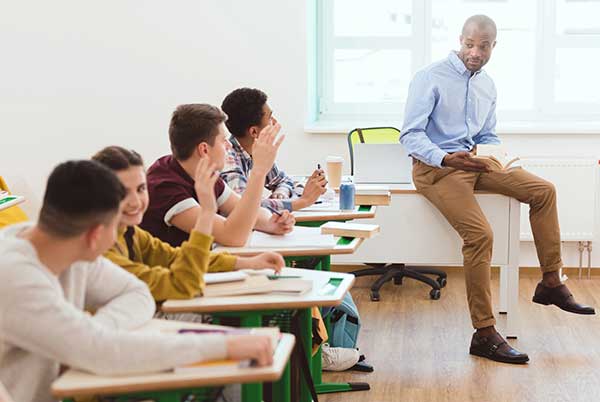 Professor and students in classroom